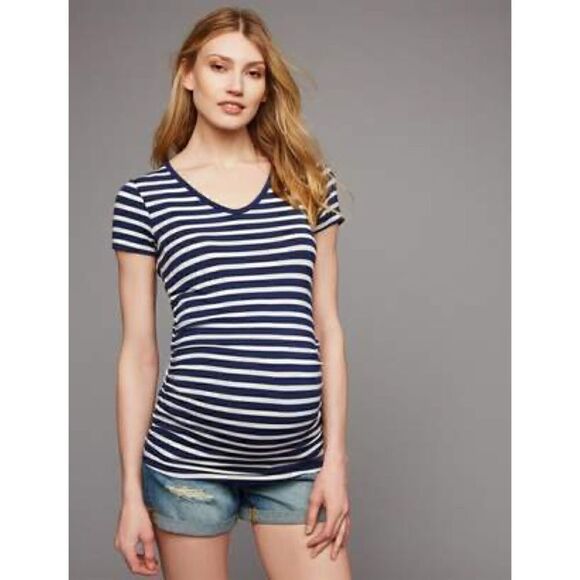 A Pea In The Pod Maternity Striped T Shirt Blue & White XS - Picture 1 of 5